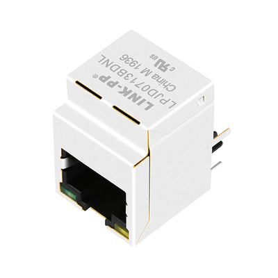 HFJV1-1G01-L12RL 1000 Base-T RJ45 Konektor Vertikal Kuning / Hijau Led LPJD0713BDNL