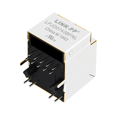 HFJV1-1G41-L11RL 1000 Base-T RJ45 Jack Vertikal Dengan Magnet LPJD0743BFNL