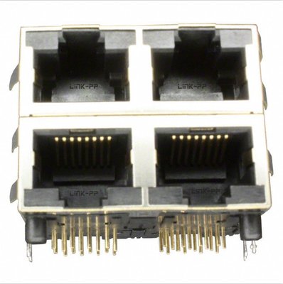 RJSAE538004 RJ45 2X2 Port Connector yang ditumpuk sesuai dengan ROHS