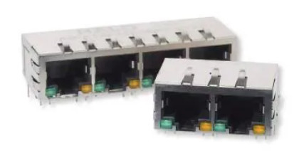 1x4 RJ45 Konektor HFJ14-1G01ER-L12RL Untuk Aplikasi Gigabit Ethernet