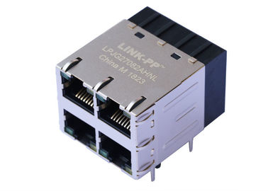4 Port Gigabit POE RJ45 Connector Magjack 1000Base-T Dengan LED LPJG27082AHNL
