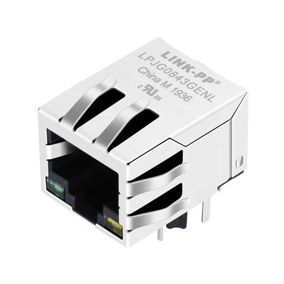 HFJ11-1G41E-L12RL 1x1 Tab-Down Gigabit Konektor RJ45 Tubuh Pendek