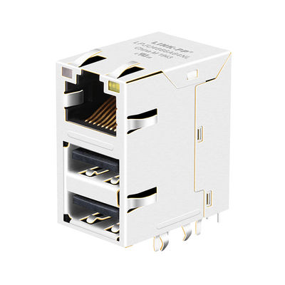 RJMG2310228A0ER 1000 Base-T 10p8c Jack Jaringan Rj45 Magnetik Terintegrasi Dengan Usb Ganda