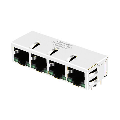 4x10 / 100Mbps PulseJack JX80-0022NL / LPJ46404AFNL LED hijau RJ45 Konektor