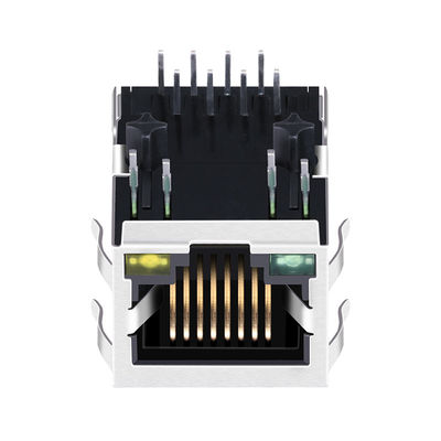 J0035D21BNL 10/100 Base-T Tab Bawah Hijau / Kuning Led 1x1 Port Magnetic Rj45 Modular Jacks