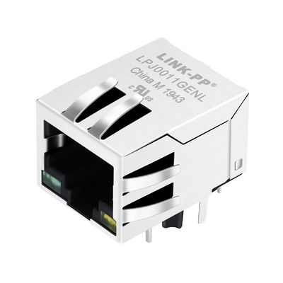 7499011216A Tab Bawah Hijau / Kuning Led Port Tunggal 8P8C Konektor Modular RJ45 Jack LPJ0011-8GENL