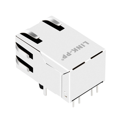 G27-111T-118 90 Derajat Magnetik RJ45 Jack 10G Base-T Tab Up Port 1X1 Dengan Led Terlindung