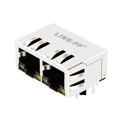 Hijau / Kuning Led 1000 Base-T Tab Bawah Konektor RJ45 Magnetik Port JXR8-1002NL 1x2