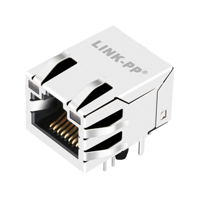 G27-122T-015 10G Base-T 1 Port POE Magnetic RJ45 Connector Tab Up Terlindung Dengan Led GY/GY