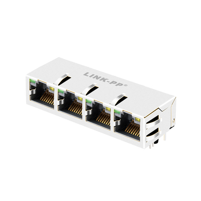 100/1000 Base-T JX1N-0033NL Tab Up 1x4 Port Ethernet Rj45 Connector Dengan Led Hijau / Kuning