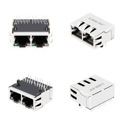 10G Base-T Tab Up 1x2 Port Rj45 Ethernet Connector Terlindung Dengan Leds JTL-U1002NL