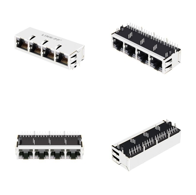 10G Base-T 1x4 Port Tab UP Melalui Lubang Magnetik RJ45 Jack JT6-1473NL