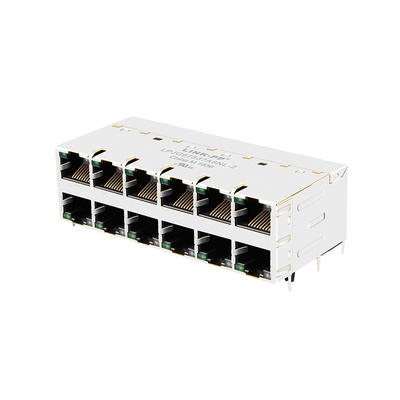 JT5-2670NL THT RJ45 Magnetic Jacks 10G Base-T 2x6 Port Dengan Led