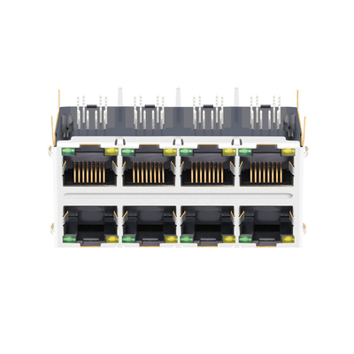 Konektor Magnetik 2x4 RJ45 JT5-2410NL Kompatibel LINK PP 10G Base-T Dengan LED