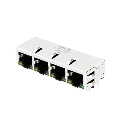 LPJE104ADNL 1X4 Port FR4 PCB RJ45 Modular Jack Side Entry Tab Bawah Led Kuning/Hijau