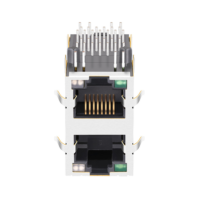 0845-2R1T-E4 Konektor Port 2x1 RJ45 MagJack 13p8c 100/1000 Base-T Dengan LED G/YG