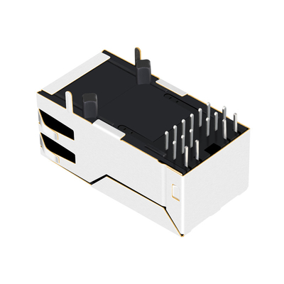 0875-1X1T-B2 1000 Base-T Tab Up 1 Port RJ45 Modular Jack Dengan OG/Y Led
