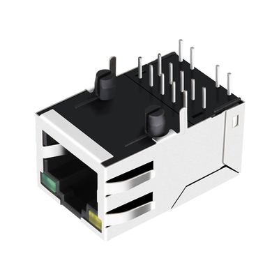 0875-1D1T-P2 Port Tunggal Rj45 Konektor Terintegrasi 10/100 Base-T LED Kuning/Hijau