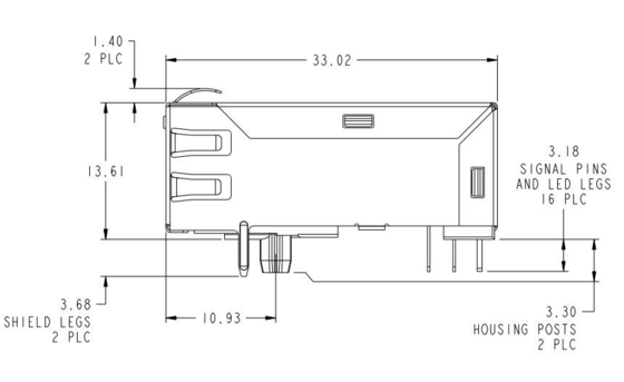 1-1840784-1 Gigabit 1000base-T Rj45 Modul Konektor Terintegrasi Tab Up