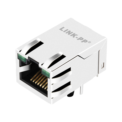0875-1G1T-P2 Port Tunggal 10/100BASE-T jack modular rj45 6 PIN Tab Up Led Hijau/Hijau