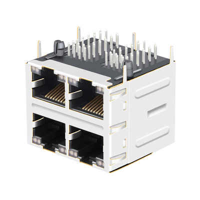 JT5-2210NL 10G Base-T 2x2 Port Rj45 Jack JT5-2210NL 12p8c THT Dengan LedS