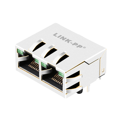 JGL-0001NL Profil Rendah 1x2 Port Gigabit 1000 BASE-T RJ45 Jack Tab Up Led HIJAU/HIJAU