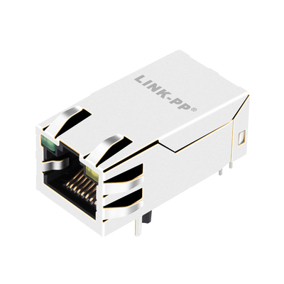1000BASE-T 1X1 Port Tab UP PoE RJ45 MagJack Dengan LED JK0-0229NL