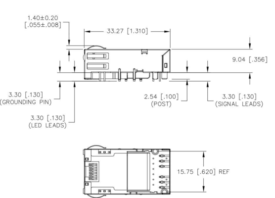 JT3-1105HL 10GBASE-T 1X1 Port Tab Bawah RJ45 Magjack 12PIN GG/Y Led
