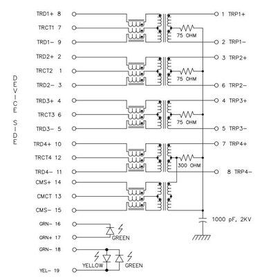 JT3-1115HL Tab Port Tunggal Turun 10GBASE-T RJ45 Jack Konektor Wanita GY/G Led