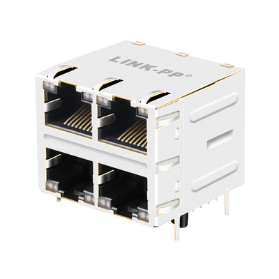 JT5-2270NL 2X2 Port 1000BASE-T RJ45 MagJack Connector Dengan PIPA RINGAN