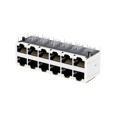 JT5-2610CNL 10G BASE-T 2X6 PORT RJ45 Magnetic Jack Female Connector Dengan PIPA CAHAYA