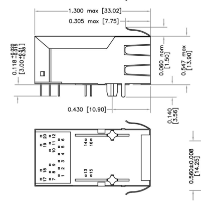 HFJT1-5GHPRL 5G BASE-T 1x1 Port PoE RJ45 Fastjack Connector 600mA Tanpa led