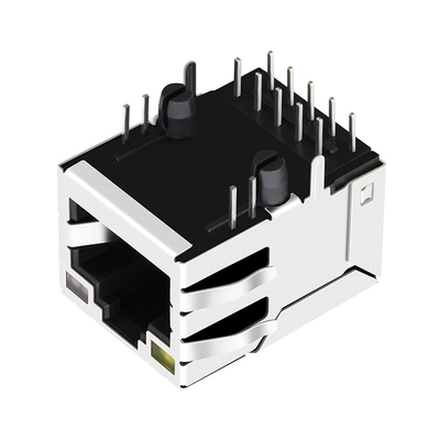 RT7-174AAK1A 100/1000 Base-T Port Tunggal RJ45 Konektor Perempuan Tab Up Kuning/Hijau & Oranye Led