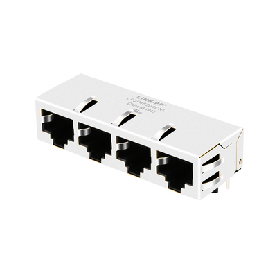 J8064E64NL Tanpa LED 1x4 Port Ethernet RJ45 Jack 100 Base-T Tab Bawah LPJF46204CNL