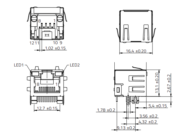WÃÆÃâÃâÃÂ¼rth 615008137421 datasheet - Dimensions